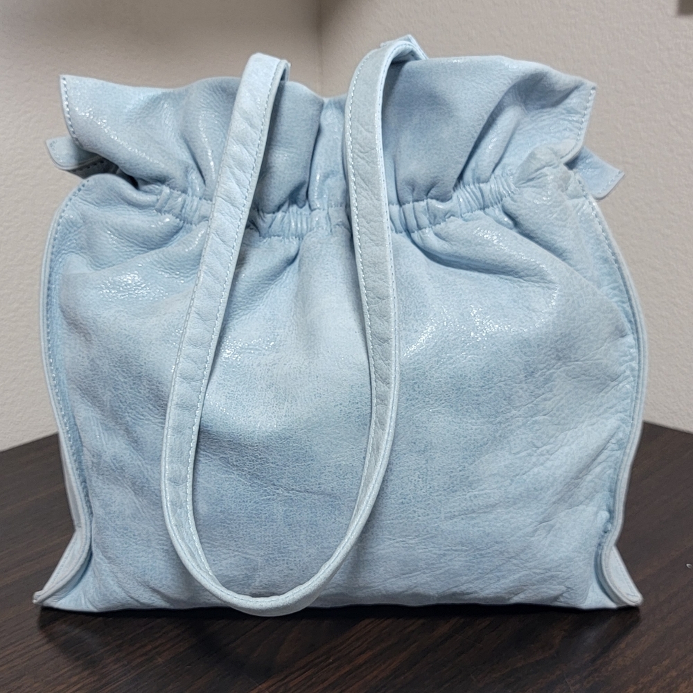 HOBO Caliber Blue Topaz Textured Leather Shoulder Tote Bag